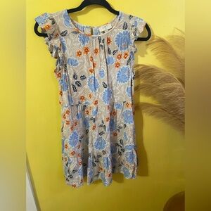 LOFT Floral Ruffle Sleeve Dress